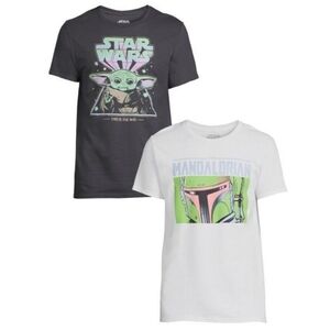 2-pack Star Wars Mandalorian Grogu Boba Fett Men's Graphic Tee Tshirt M-XXL NWT